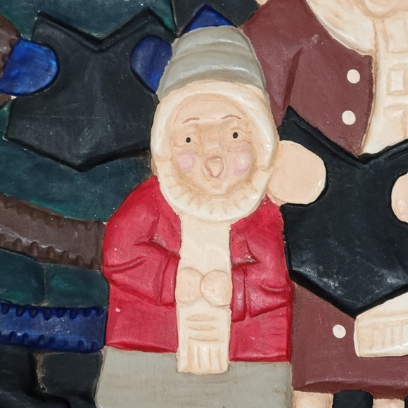 Vintage hand carved Wood hanging  plaque of Christmas Carolers HTC - Picture 16 of 16